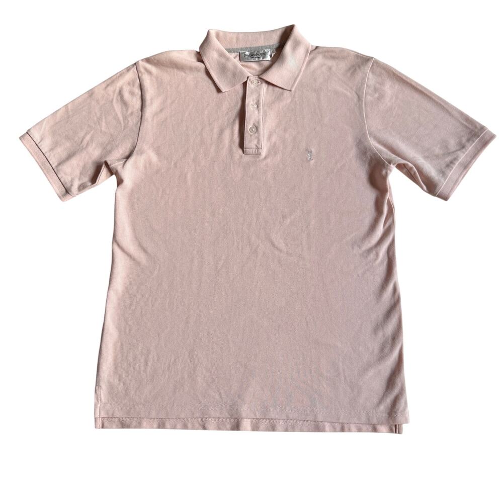 Yves Saint Laurent YSL Mens Pique Luxury Polo Tee Short Sleeve Top Shirt Medium